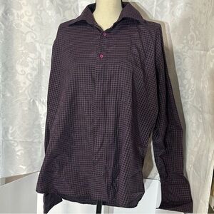 Men's Dark Checkered Button Down Shirt